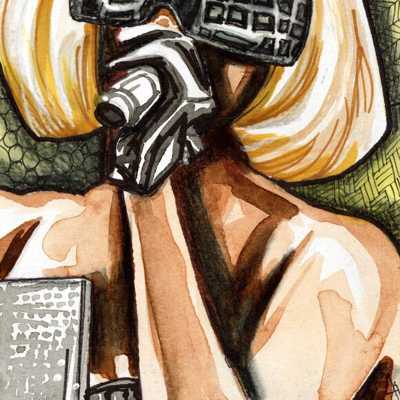 Lady Gaga, original art, watercolor, 5 by 7 inches, art sale, art pop, mother - Picture 3 of 3